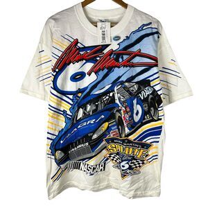 VTG 90s M&O Knits Mens Sz XL Shirt NASCAR Mark Martin #6 Salute To You All Over